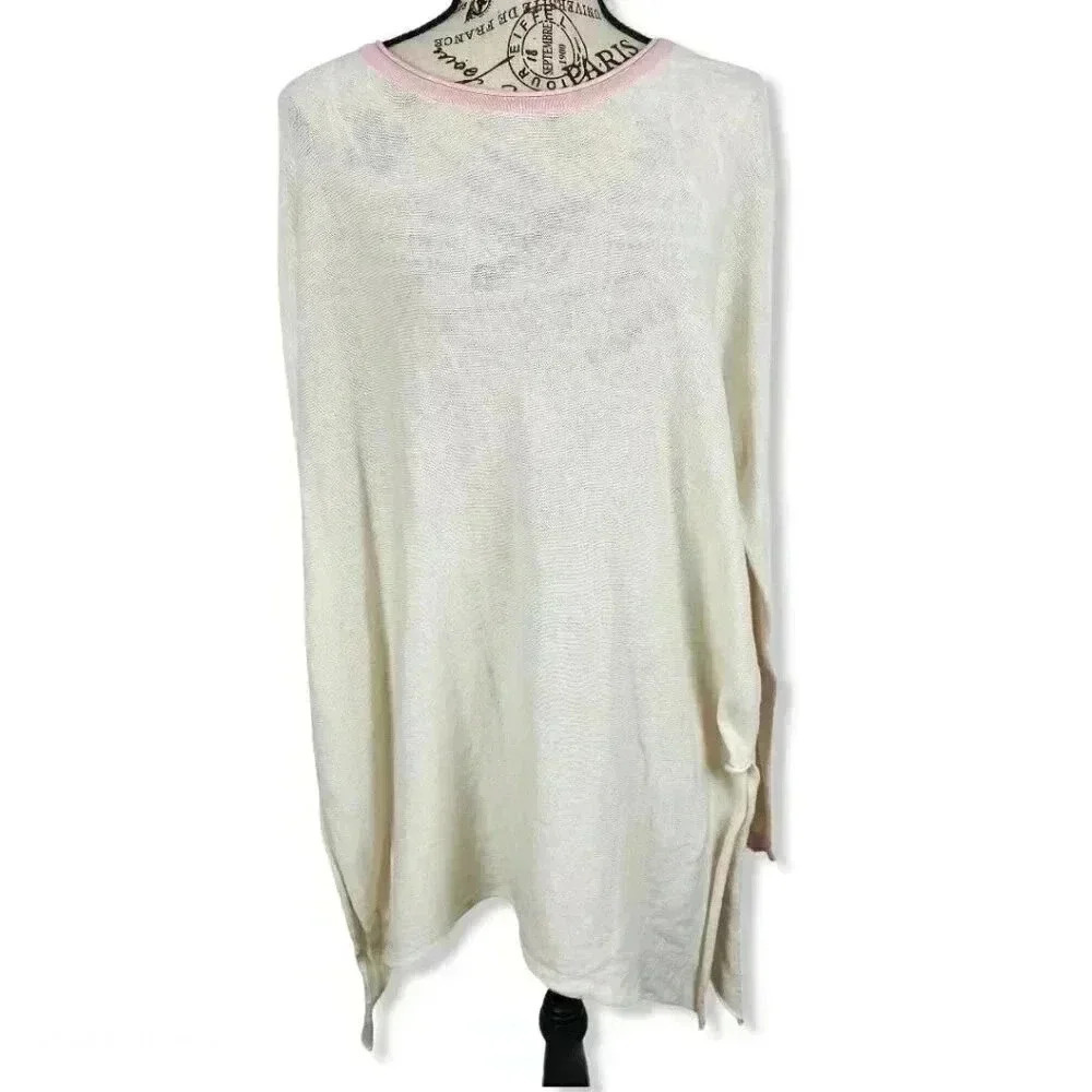 Cloth by Design, cotton scoop neck oversized, beige sweater, Medium